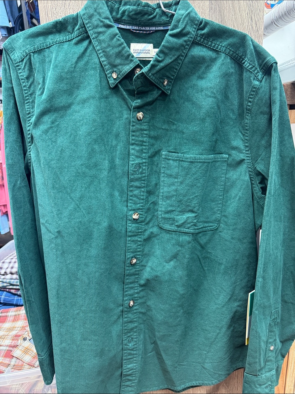 Fair Harbor Teal Button-Down Corduroy Shirt